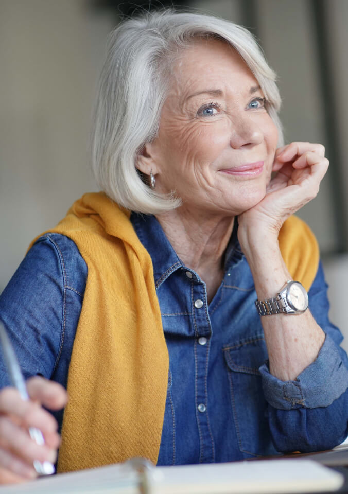 senior woman thinking